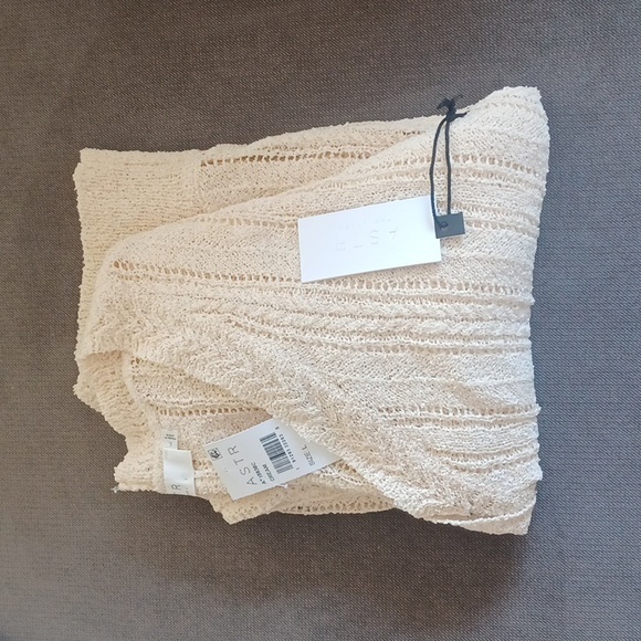 Astr The Label Wrap Front Mix Stitch Pointelle Knit Sweater Madeline Cream - Picture 5 of 8